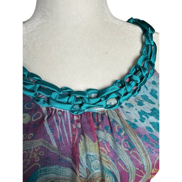 Vintage Y2K Micromesh Flowy Top Medium Sleeveless Fairy Whimsigoth Grunge Boho - Picture 9 of 10